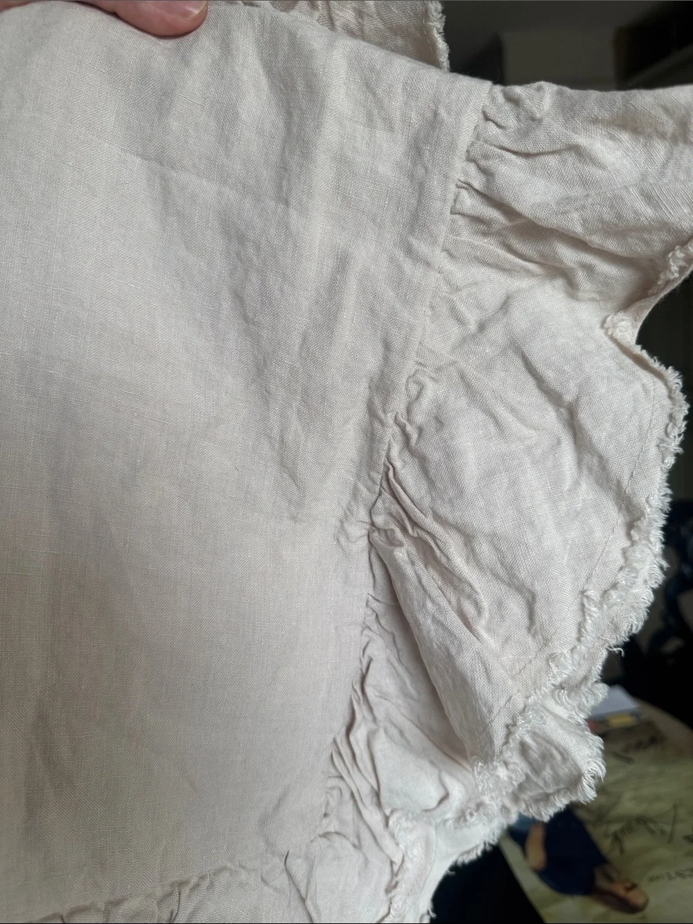 POTTERY BARN BELGIAN FLAX LINEN RUFFLE STANDARD SHAM